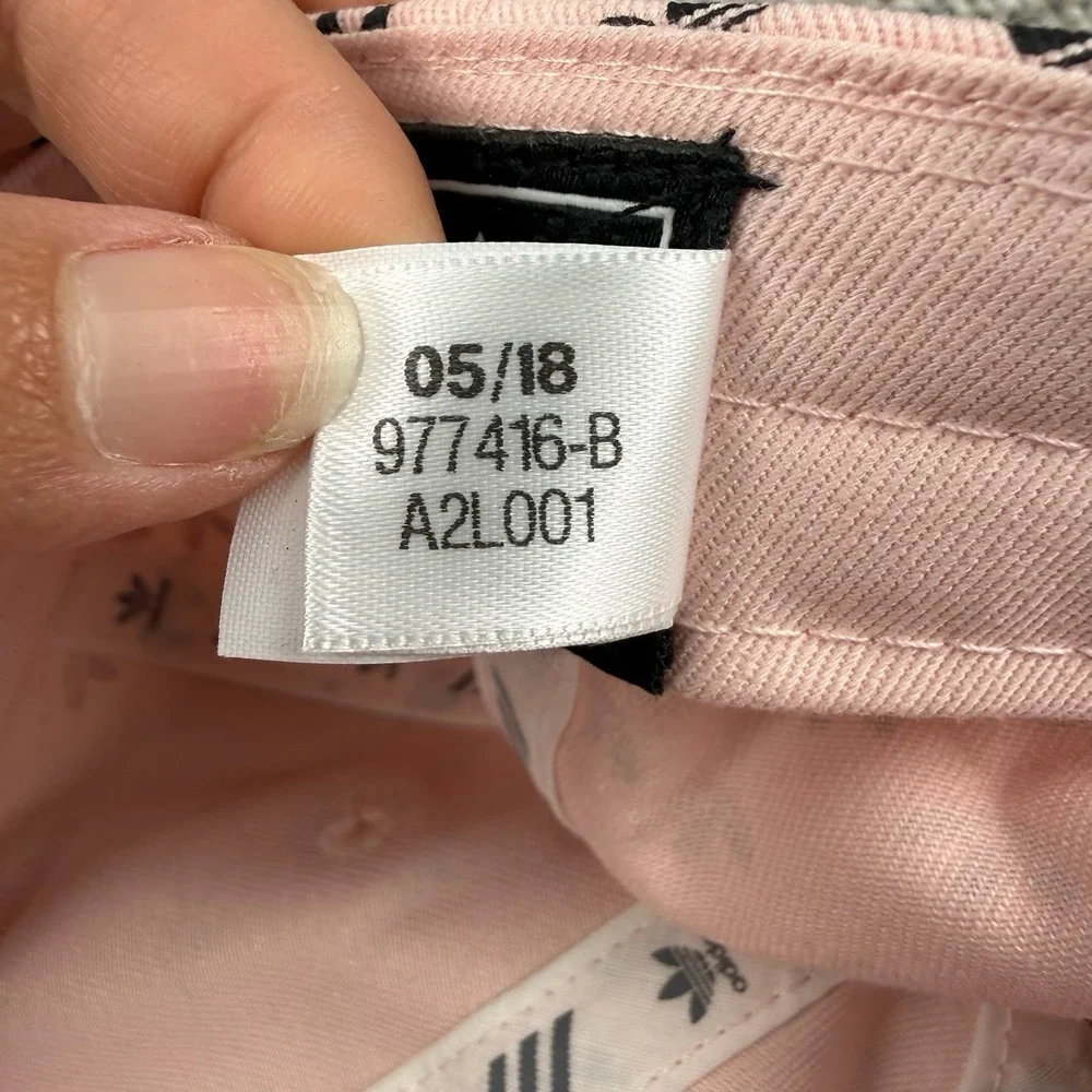 Adidas Hat Cap Strap Back Mens One Size Trefoil All Over Print Logo Sports Pink